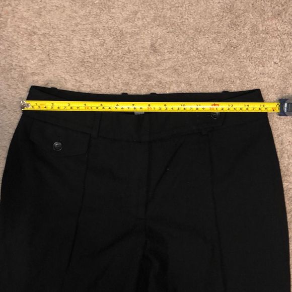 Ann Taylor Button Straight Leg Front-Pleat Black Dress Pants, Size 6 - Picture 7 of 9